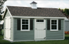 cape cod barn 10' x 16' with sage vinyl siding