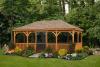 12′ x 20′ Pavilion • Screens, cedar stain, bark shingles